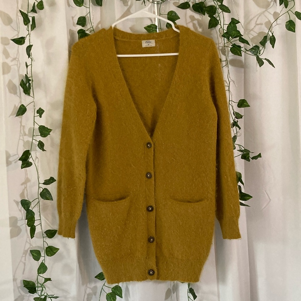 Chartreuse Madewell Wallace Rabbit Hair Cardigan